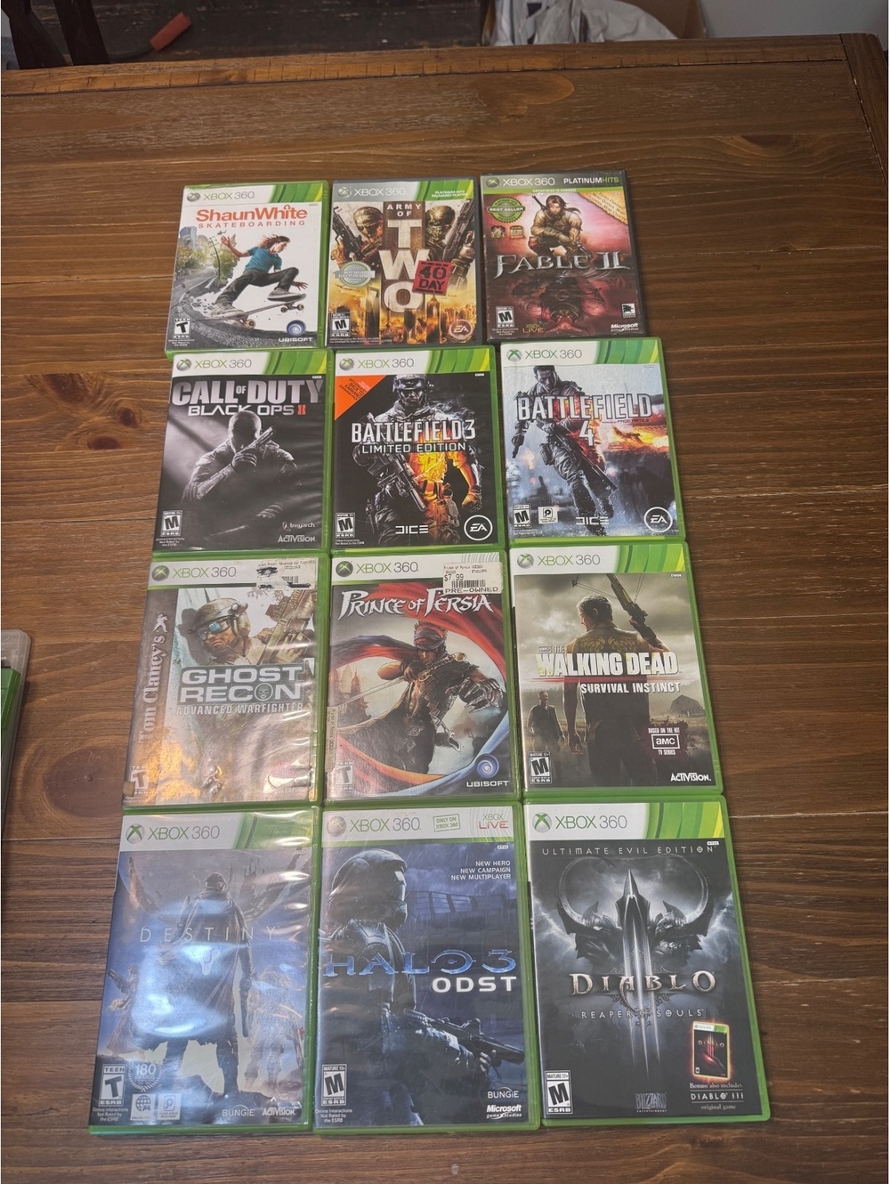 Xbox 360 Video Game Lot of 12 Halo 3 ODST Black Ops II Battlefield Diablo